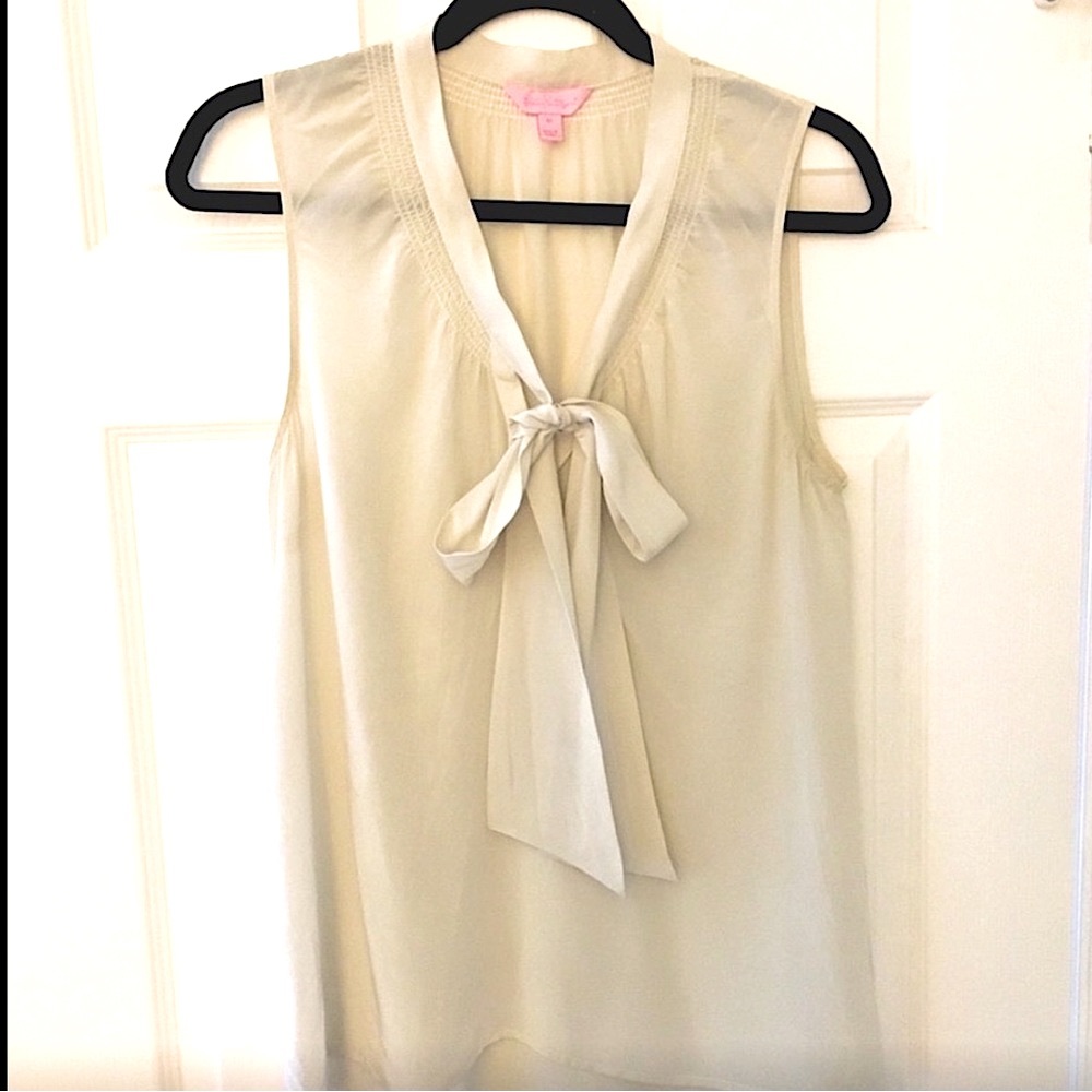 Lily Pulitzer 100% Silk Blouse with Neck Tie